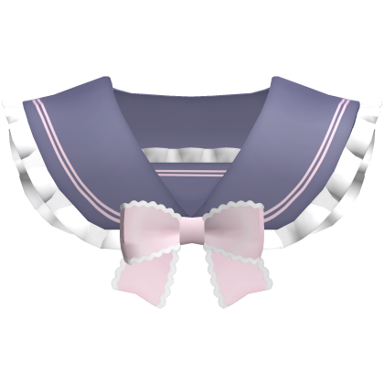 Ruffled simple neck collar blue and pink with bow Roblox item