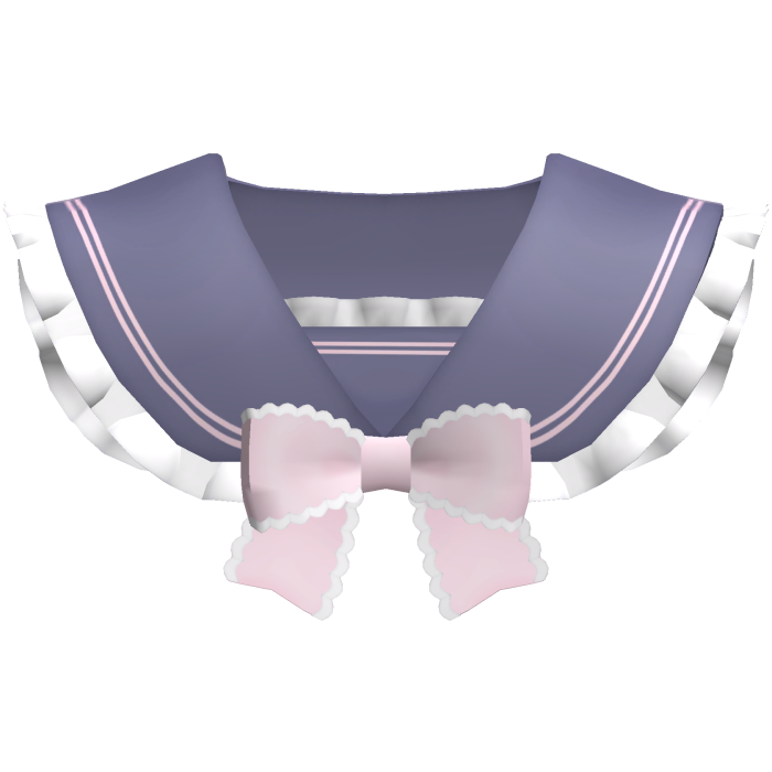 Ruffled simple neck collar blue and pink with bow