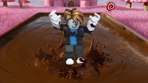 チョコレートプールオビーにジャンプ