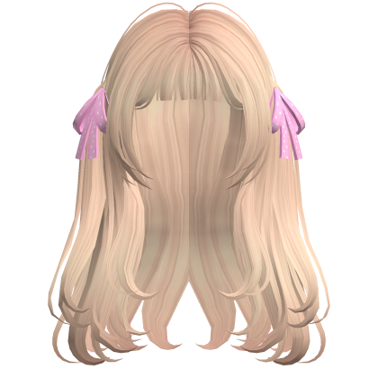 ♡ blonde cute dolly hair + pink polka dot ribbons Roblox item