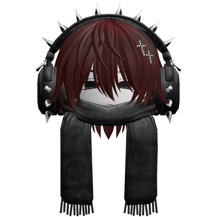 Boy Hair&Emo Headphones&Scarf Dark Red V2