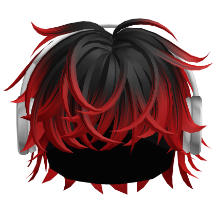 Messy Cool Boy Hair w/ Headphones (Black to Red) thumbnail