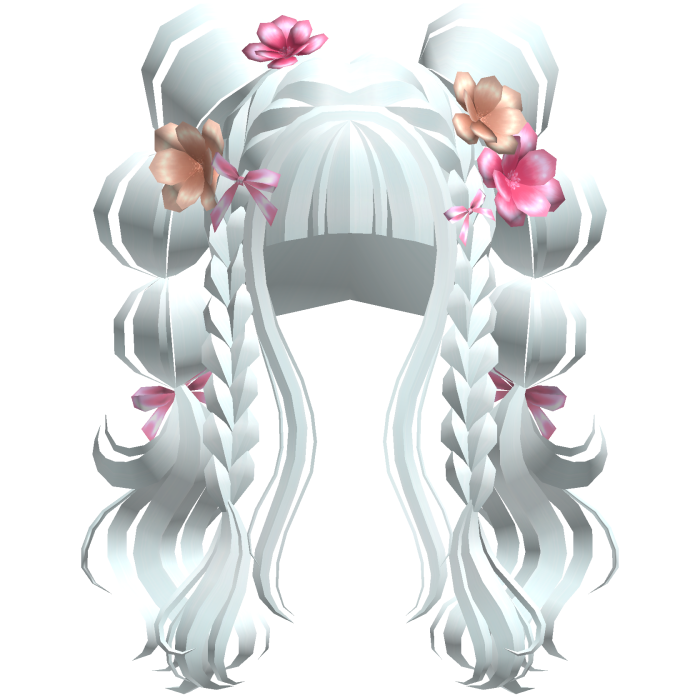 Blossoming Angelic Floral Curly Pigtails White