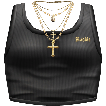 'Baddie' Tank Top with Necklace Bundle - Black 3.0 Roblox item