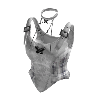 🪽White plaid choker cami top -WS