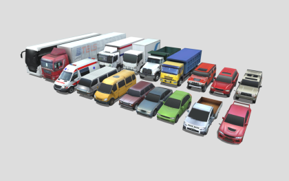 Low poly Textured Vehicle Pack preview 3