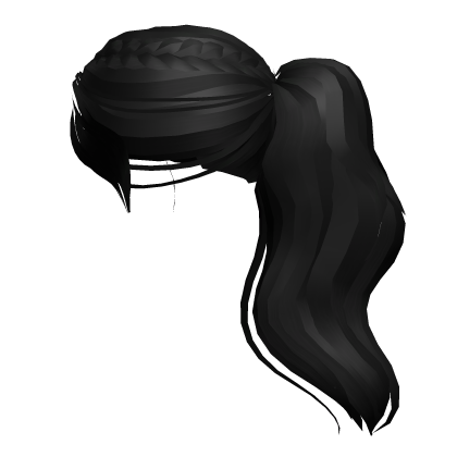 Ponytail with Braids - Black Roblox item