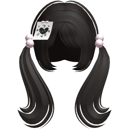 ♡ cute low pigtails y2k moe hair bangs (black) Roblox item