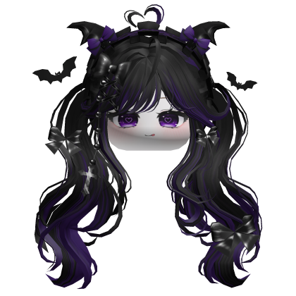 Goth Wavy Pigtails w/Headband (Black&Red)