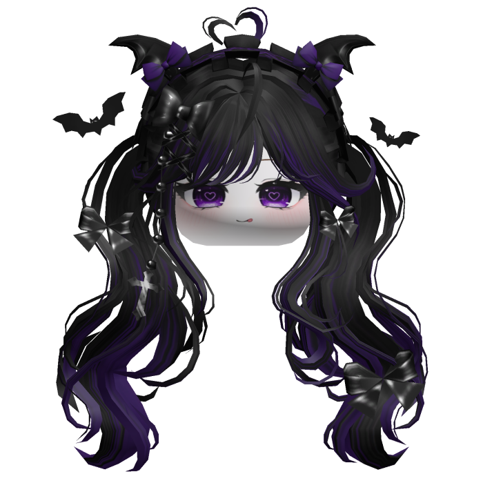 Goth Wavy Pigtails w/Headband (Black&Red)