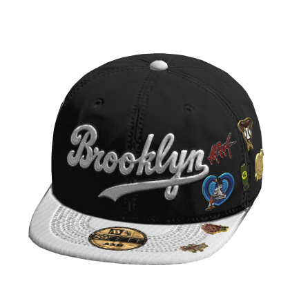 Brookyln Fitted Cap W/ Trendy Pins In White Roblox item