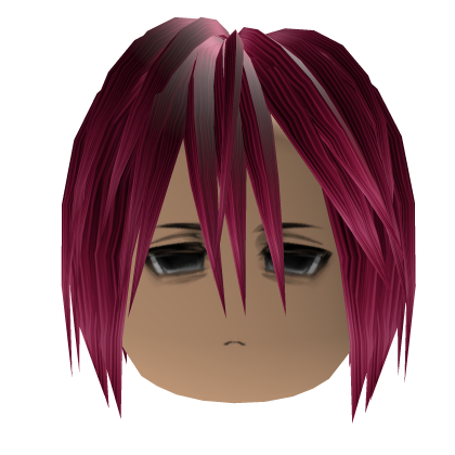 Long pink messy emo anime hair w/ sad face Roblox item