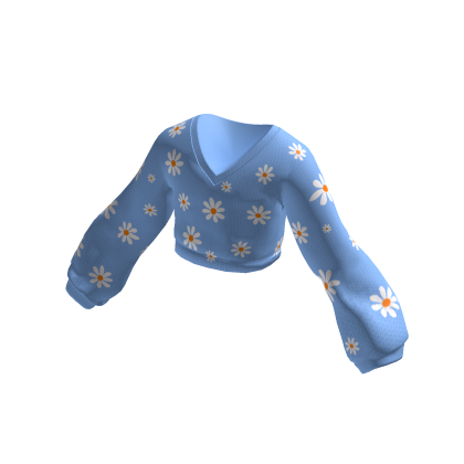 Oversized Cropped Cardigan Daisy - Blue thumbnail