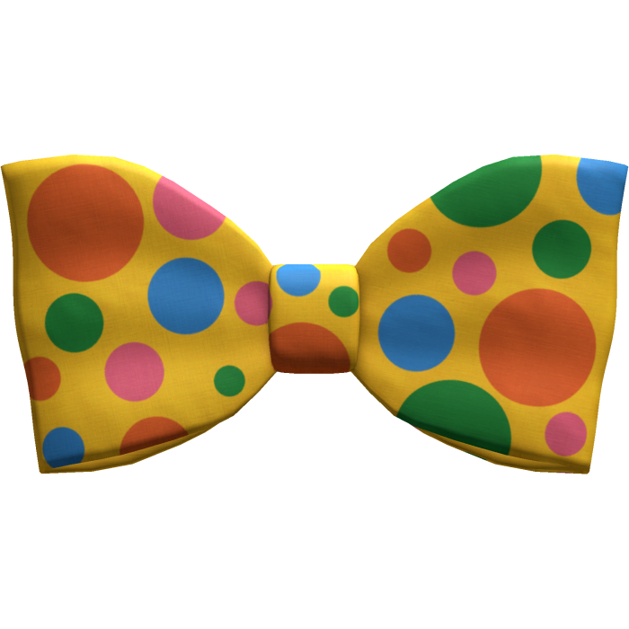 colorful yellow clown bow tie