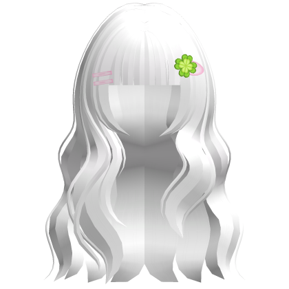 🍀꒰ cute lucky clover hime hair in white Roblox item