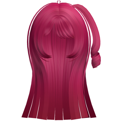 Long Straight Hair w/ Side Pigtail (Hot Pink) Roblox item