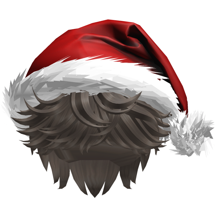 Messy Fluffy Brown Hair a Santa Hat Y2k
