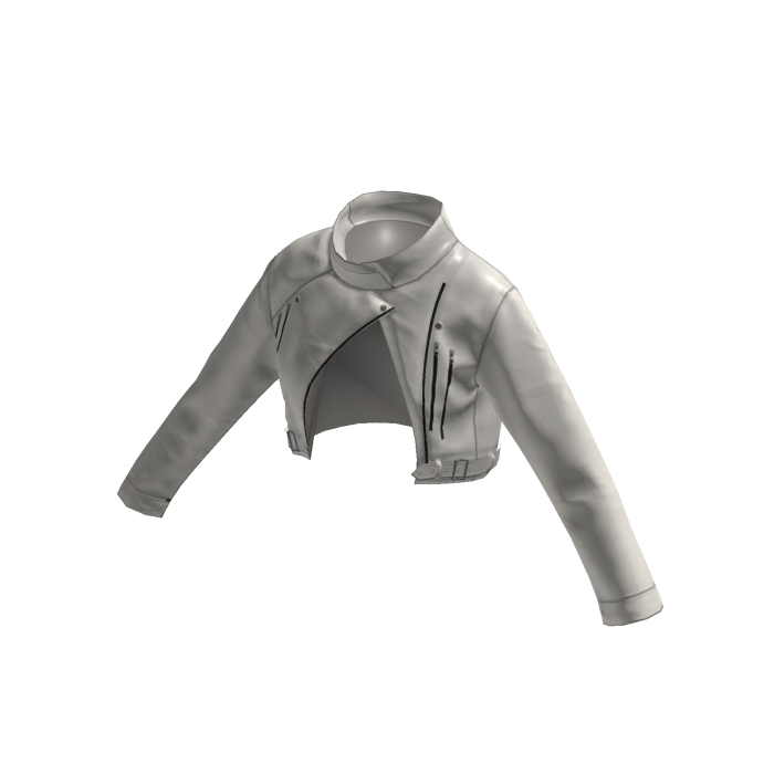 Ladies White Crop Leather Biker Jacket 
