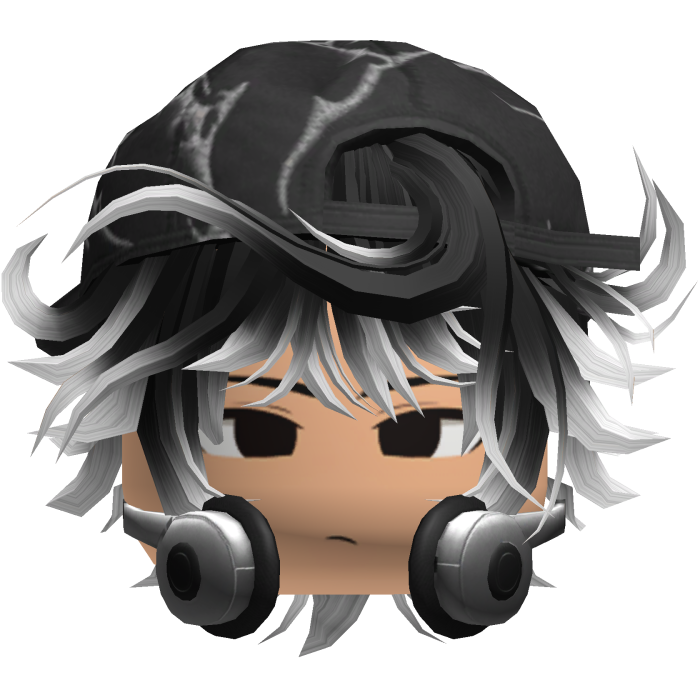 Grunge Moe Black & White Wavy Hair /w Hat