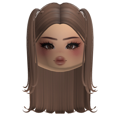 Cute Preppy Twintails w/ Makeup Face (Light Brown) Roblox item