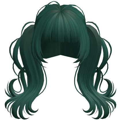 Cute Curly Fluffy Pigtails (Green) Roblox item