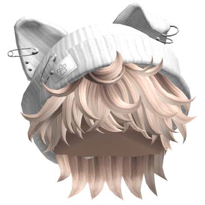 Messy Hair w/ Y2K Punk Cat Beanie(Platinum Blonde) Roblox item