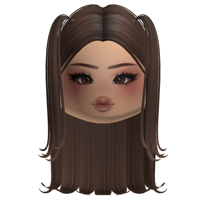 Cute Preppy Twintails w/ Makeup Face (Brown) Roblox item