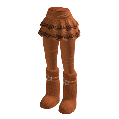 Ruffle Skirt with Buckle Boots (Orange)