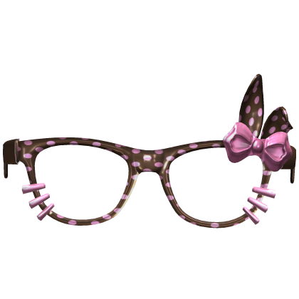 Pink Choco Polkadot Bunny Ear Glasses Pink Bow Roblox item