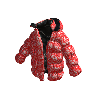 DRESSX Red Bandana Puffer Jacket