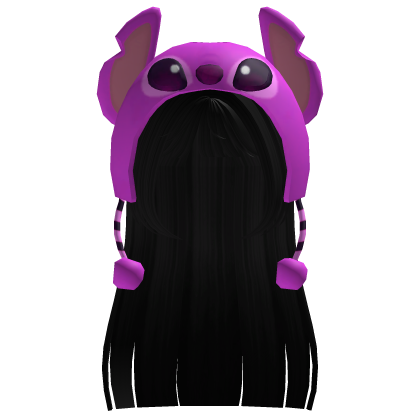 Pink Stitch Girl Long Black Hair Roblox item