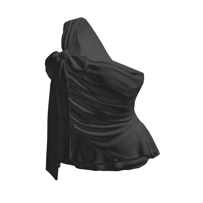 Draped Top with Bow and Ruffle Hem (Black)