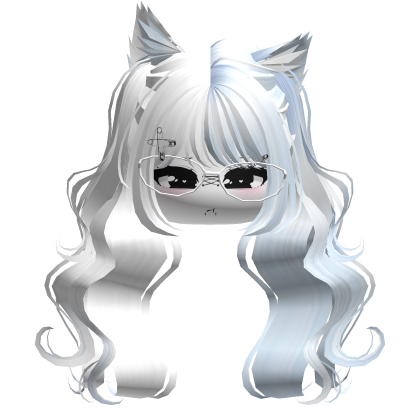 Wavy Moe Pigtails w/ Cat Ears (White&Blue)