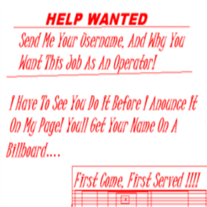 Free Help Wanted Shirt Roblox decal