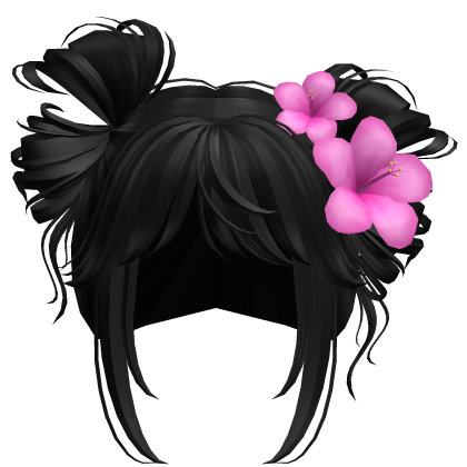 Fluffy Summer Hair w/ Pink Flower Roblox item