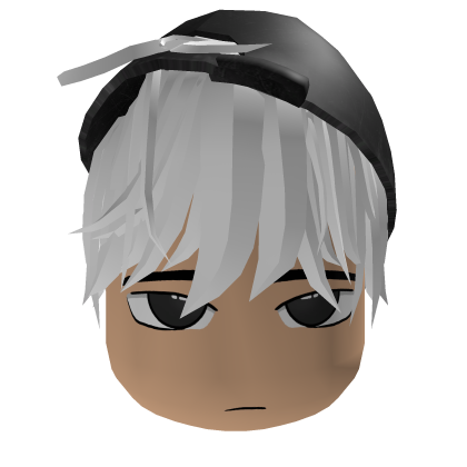 Messy White Emo Hair Y2K Cap Cute Boy Face Roblox item