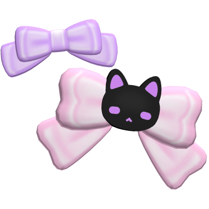 ♡ ⋮ Kawaii Spooky Purple Kitty Bow Hair Clips