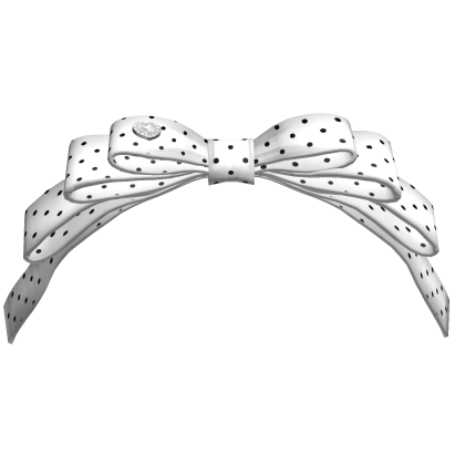 Polka Dots Satin Bow White