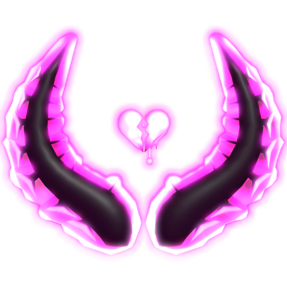 [GLOWING] Pink Black Broken Heart Demon Horns