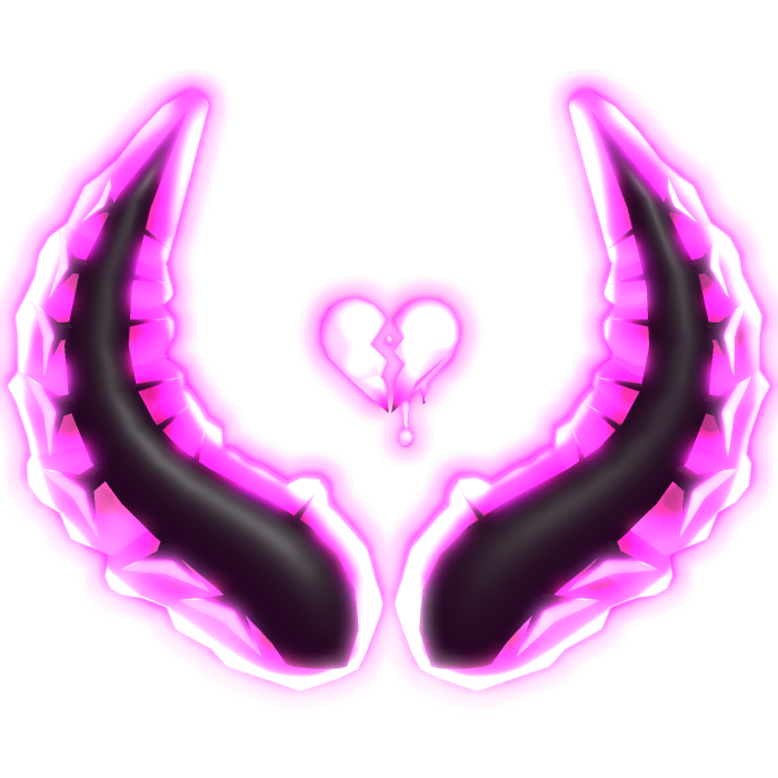 [GLOWING] Pink Black Broken Heart Demon Horns
