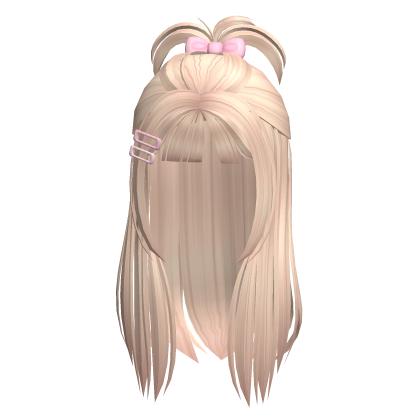 ♡ blonde kawaii straight hair + small ponytail Roblox item