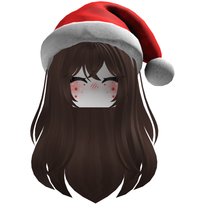 cute fluffy hair a Christmas hat beret (Brown) Roblox item