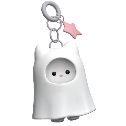cute sylvanian critter ghost cat keychain