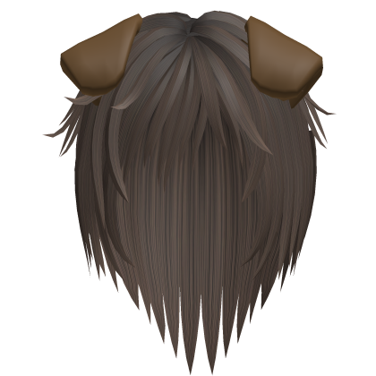 cute moe boy hair w floppy puppy dog ears (brown) Roblox item