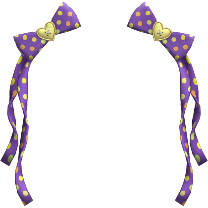 (12) Purple/Pastel Yellow Polka Bows w Ribbons Roblox item