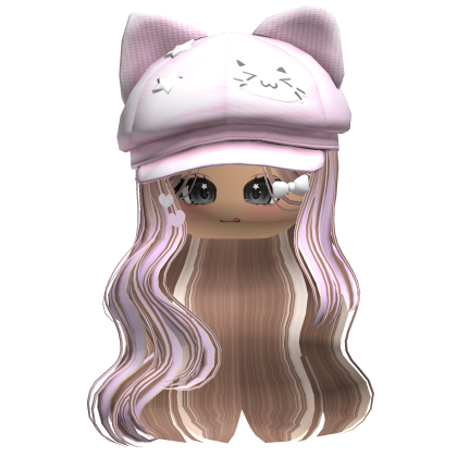 Colorful Milktea Kitty Ears Cap Wavy Hair