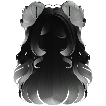 fluffy hair curls emo Y2K cute (White-black) Roblox item