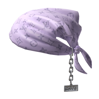 Tied LV Purple Sparkley Bandana Hat with Chain 