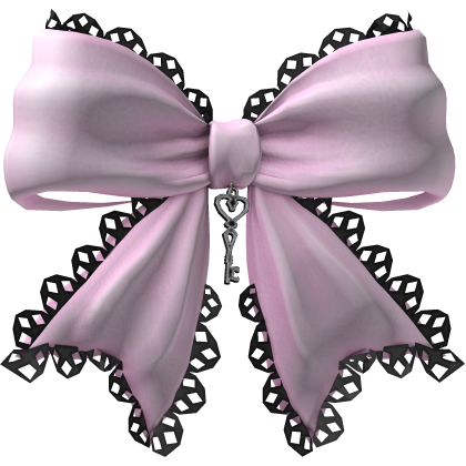 gothic lace heart key bow black & pink Roblox item