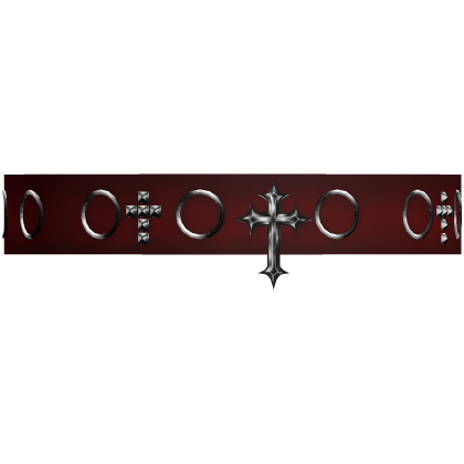 emo studded cross choker in red